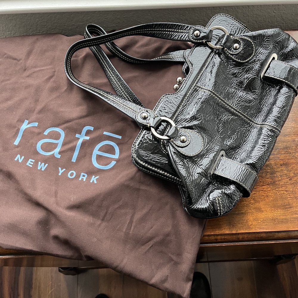 Rafe black patent leather purse